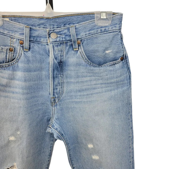 Levi's Women 501  Distressed Jeans Size 27 High Rise Button Fly Red Tab - Picture 6 of 11